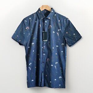 Perry Ellis Men's Blue Floral‎ Print Stretch Shirt – Size Small NWT